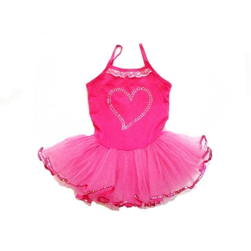 Hot Pink Rhinestone Heart Tutu Ballet Dress Girls S-XL - SophiasStyle.com